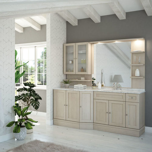 Mobile lavabo da appoggio - R217 - LEGNOBAGNO - in rovere / in legno massiccio / in ceramica