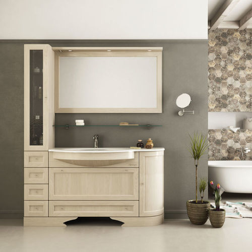 Mobile lavabo da appoggio - R207 - LEGNOBAGNO - in rovere / in legno massiccio / in ceramica