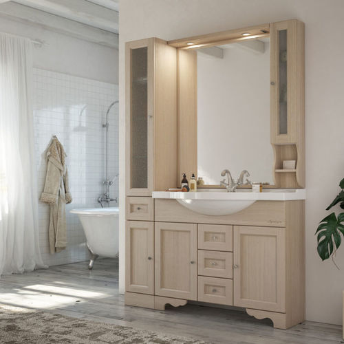 Mobile lavabo da appoggio - RETRO 04 - LEGNOBAGNO - in rovere / in noce / in ceramica