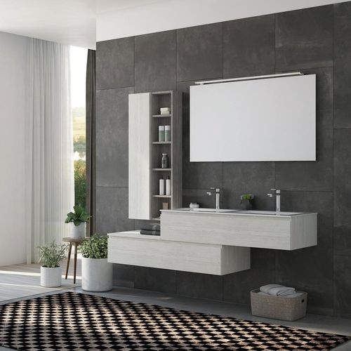 Mobile lavabo sospeso - FL26 - LEGNOBAGNO - in rovere / in ceramica / in HPL