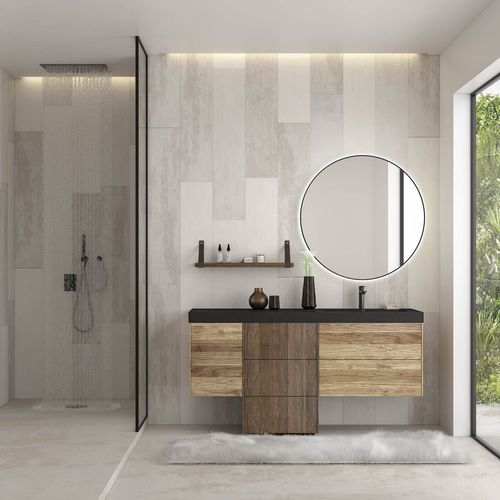 Mobile lavabo sospeso - LIFE 02 - LEGNOBAGNO - da appoggio / in castagno / contemporaneo