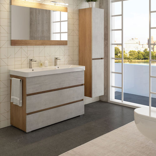 Mobile lavabo doppio - SOHO S35 - LEGNOBAGNO - da appoggio / in legno / in ceramica