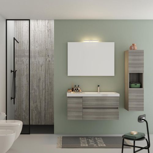 Mobile lavabo sospeso - LINE 01 - LEGNOBAGNO - in legno / in resina / contemporaneo