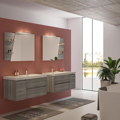 Mobile lavabo sospeso - LINE 04 - LEGNOBAGNO - in legno / in resina / contemporaneo