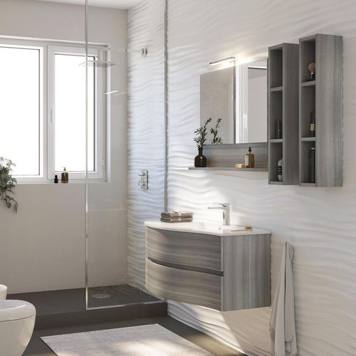Mobile lavabo sospeso - FLEX 05 - LEGNOBAGNO - in legno / in resina / contemporaneo