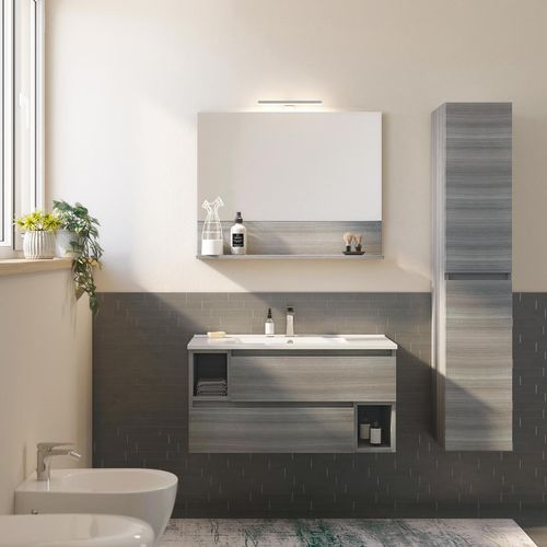 Mobile lavabo sospeso - CITY 04 - LEGNOBAGNO - in legno / contemporaneo / con sportello