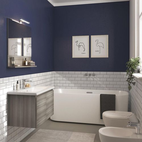 Mobile lavabo sospeso - SOFT 08 - LEGNOBAGNO - in legno / in ceramica / contemporaneo