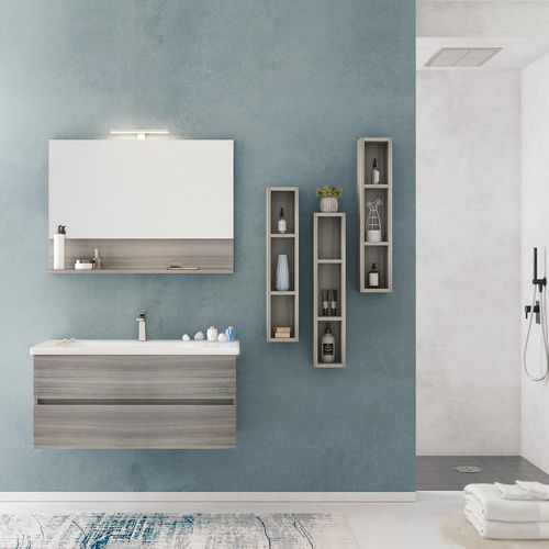 Mobile lavabo sospeso - SOFT 10 - LEGNOBAGNO - in legno / in ceramica / contemporaneo