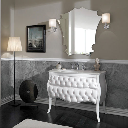 Mobile lavabo da appoggio - VANITY CAPITONNÉ - LEGNOBAGNO - in noce / in vetro / in cristallo