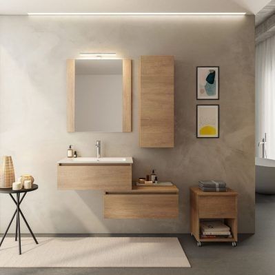 Mobile lavabo sospeso - URBAN COMPONIBILE 01 - LEGNOBAGNO - in legno / contemporaneo / con sportello
