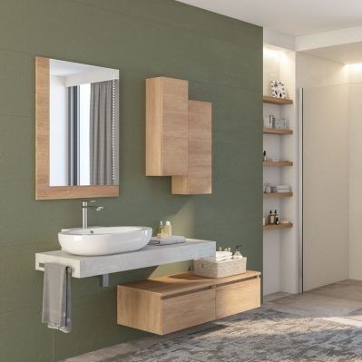 Mobile lavabo sospeso - URBAN COMPONIBILE 02 - LEGNOBAGNO - in rovere / in ceramica / contemporaneo