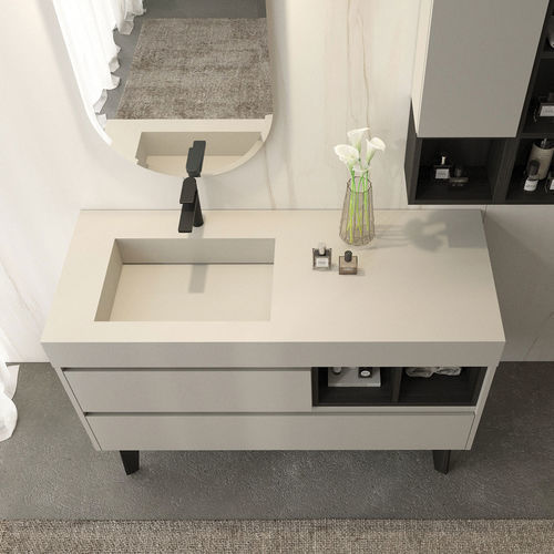 Mobile lavabo da appoggio - FL04 - LEGNOBAGNO - in HPL / contemporaneo / con sportello