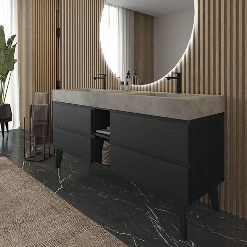 Mobile lavabo doppio - FL05 - LEGNOBAGNO - da appoggio / in HPL / in calcestruzzo