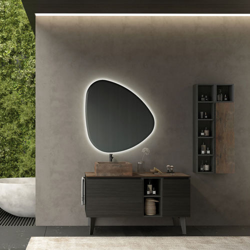 Mobile lavabo da appoggio - FL09 - LEGNOBAGNO - in HPL / contemporaneo / con sportello