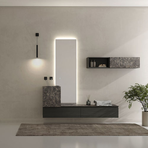 Mobile lavabo sospeso - FL10 - LEGNOBAGNO - in HPL / contemporaneo / con sportello