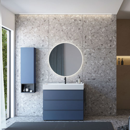 Mobile lavabo da appoggio - FL11 - LEGNOBAGNO - in HPL / contemporaneo / con sportello