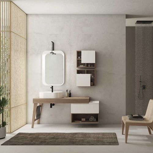 Mobile lavabo sospeso - FL13 - LEGNOBAGNO - in noce / in melaminico / contemporaneo