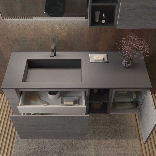 Mobile lavabo sospeso - FL19 - LEGNOBAGNO - in legno / contemporaneo / con sportello