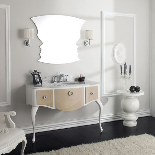Mobile lavabo da appoggio - GLAM 01 - LEGNOBAGNO - in legno / in cromo / in marmo