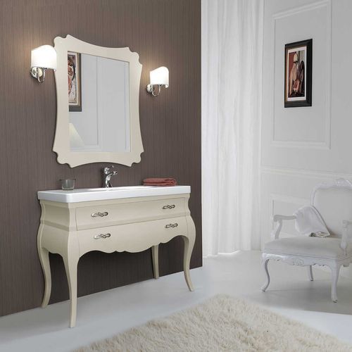 Mobile lavabo da appoggio - VOGUE 06 - LEGNOBAGNO - in noce / in ceramica / in vetro