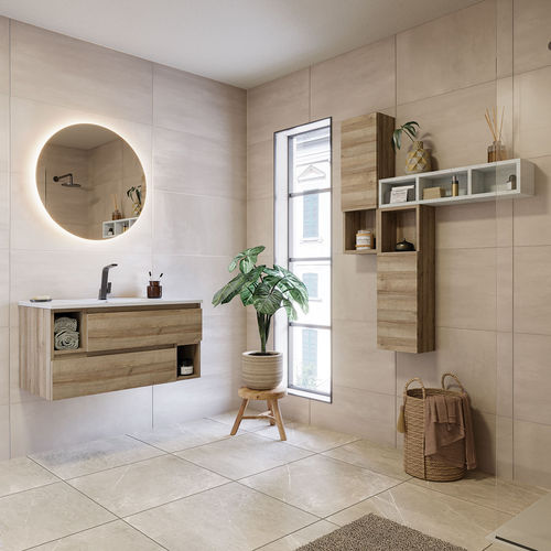 Mobile lavabo sospeso - CITY 03 - LEGNOBAGNO - in rovere / in resina / contemporaneo