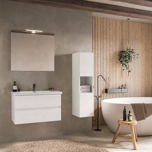 Mobile lavabo in legno - SOFT 03 - LEGNOBAGNO - sospeso / in ceramica / in PVC
