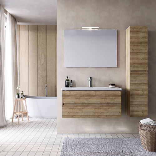 Mobile lavabo sospeso - SOFT 05 - LEGNOBAGNO - in rovere / in ceramica / contemporaneo