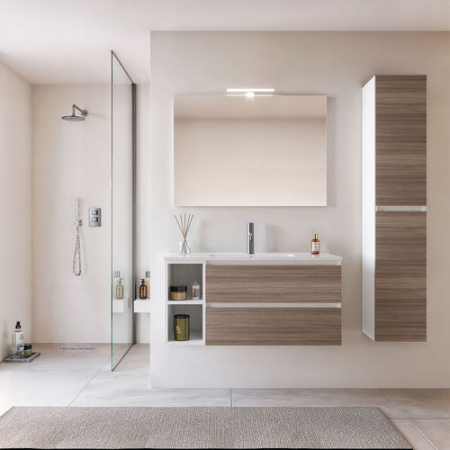 Mobile lavabo sospeso - CUBIK 01 - LEGNOBAGNO - in olmo / in resina / contemporaneo