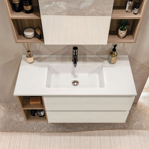Mobile lavabo sospeso - CUBIK 03 - LEGNOBAGNO - in olmo / in resina / contemporaneo