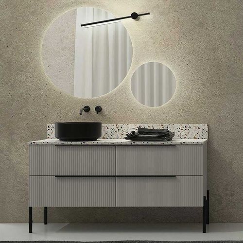 Mobile lavabo da appoggio - RT02 Rigato - LEGNOBAGNO - in ceramica / in terrazzo / contemporaneo
