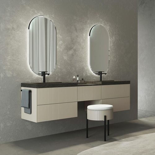 Mobile lavabo doppio - RT04 Rigato - LEGNOBAGNO - sospeso / in HPL / contemporaneo