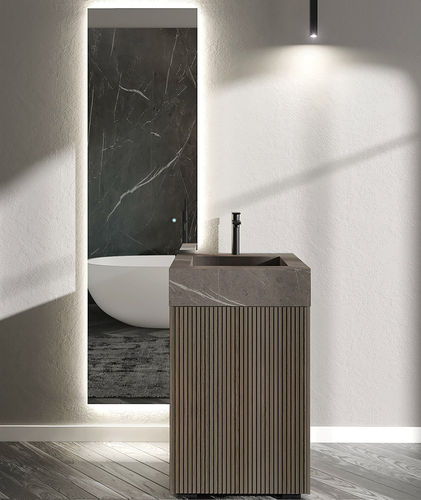 Mobile lavabo da appoggio - RT17 Rigato - LEGNOBAGNO - in rovere / in HPL / contemporaneo