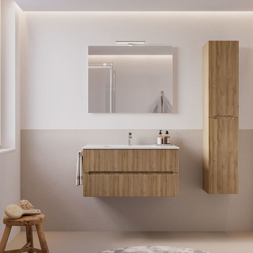 Mobile lavabo a muro - VERSO VE.01 - LEGNOBAGNO - in legno / in ceramica / contemporaneo