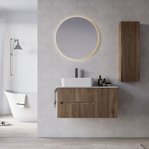 Mobile lavabo a muro - VERSO VE.03 - LEGNOBAGNO - in legno / in ceramica / contemporaneo