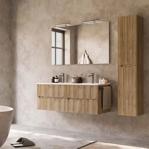 Mobile lavabo a muro - VERSO VE.04  - LEGNOBAGNO - in legno / in ceramica / contemporaneo