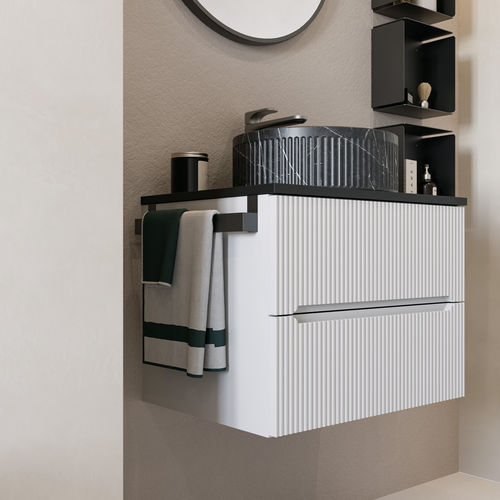 Mobile lavabo a muro - VERSO VE.07 - LEGNOBAGNO - in legno / in ceramica / contemporaneo