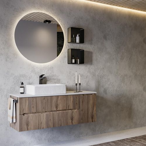 Mobile lavabo a muro - VERSO VE.08  - LEGNOBAGNO - in legno / in ceramica / contemporaneo