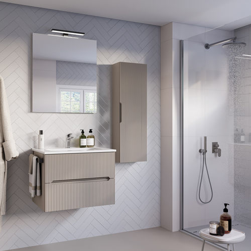 Mobile lavabo a muro - VERSO VE.09 - LEGNOBAGNO - in legno / in ceramica / contemporaneo
