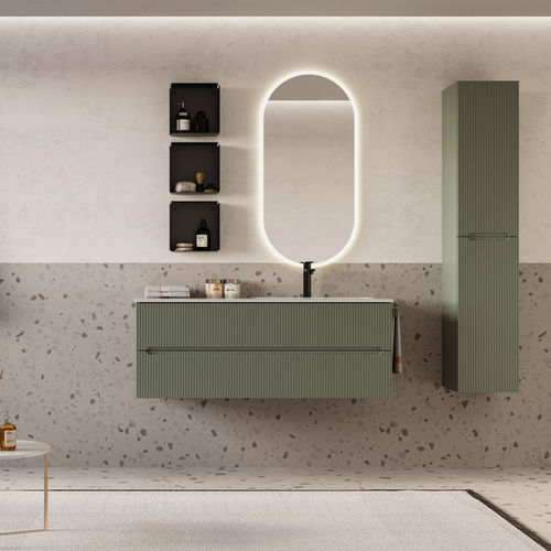 Mobile lavabo a muro - VERSO VE.11 - LEGNOBAGNO - in legno / in ceramica / contemporaneo