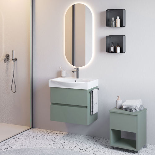 Mobile lavabo da appoggio - MANATTHAN M1 - LEGNOBAGNO - a muro / in ceramica / in rovere
