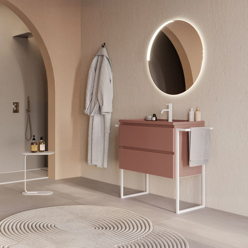 Mobile lavabo da appoggio - PLATEA P2 - LEGNOBAGNO - a muro / in metallo / in ceramica