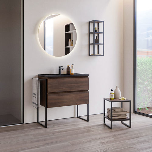 Mobile lavabo da appoggio - PLATEA P3 - LEGNOBAGNO - a muro / in metallo / in ceramica