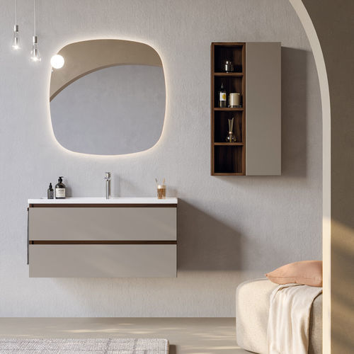 Mobile lavabo sospeso - PLATEA P5 - LEGNOBAGNO - in ceramica / in noce / contemporaneo