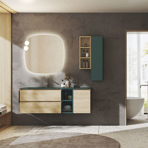 Mobile lavabo a muro - UCO03 - LEGNOBAGNO - in rovere / contemporaneo / con sportello
