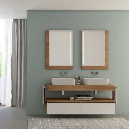 Mobile lavabo doppio - UCO09 - LEGNOBAGNO - sospeso / in rovere / in ceramica