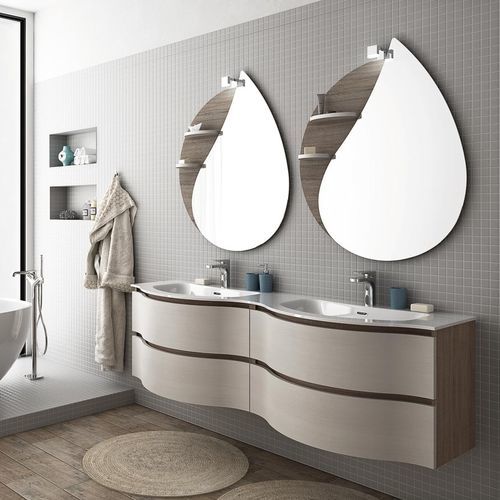 Mobile lavabo doppio - UCO13 - LEGNOBAGNO - sospeso / in rovere / in Ocritech®