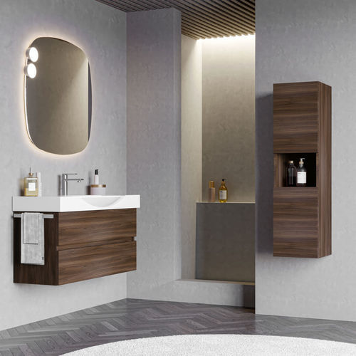 Mobile lavabo sospeso - MANATTHAN M5 - LEGNOBAGNO - in ceramica / contemporaneo / con sportello