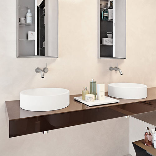 Piano lavabo in legno - UP - MAKRO - in marmo / in Solid Surface