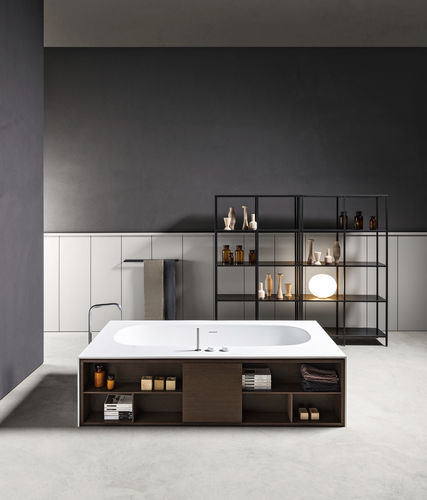 Vasca da bagno da appoggio - OPEN SUITE - MAKRO - in Solid Surface / in legno / bianca