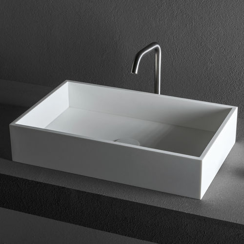 Lavabo da appoggio - CUBE - MAKRO - in acciaio / in Corian® / rettangolare